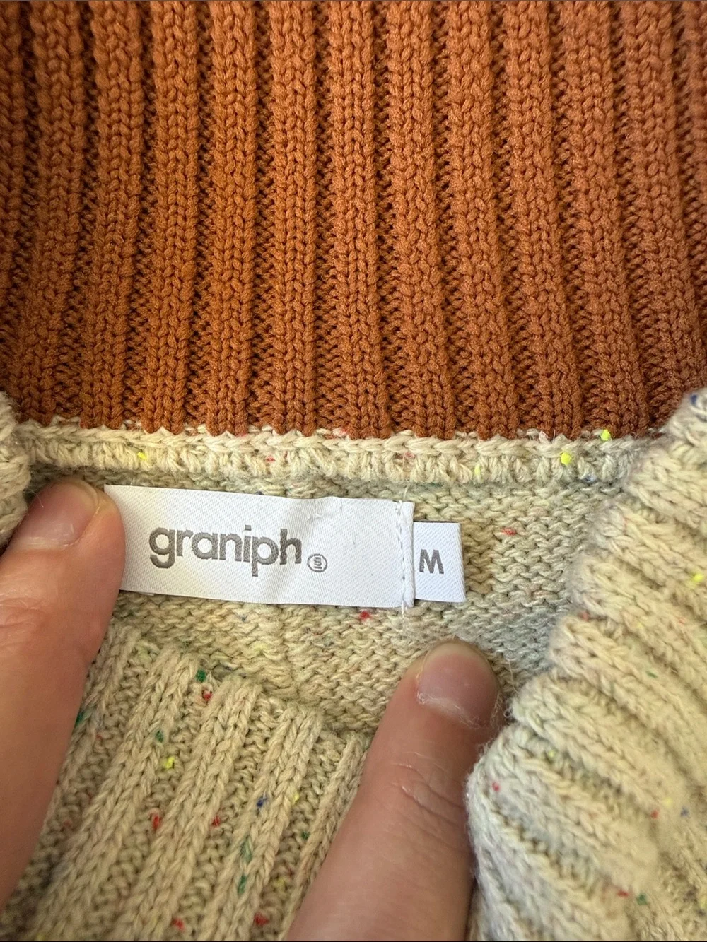 NWT Graniph High-Neck Cream Knit Sweater Red Panda Embroidery Medium